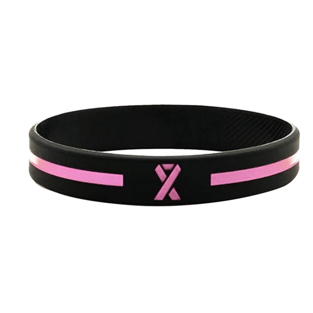 Breast Cancer Awareness Pink Ribbon Silicone Bracelet Wrist Band