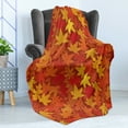 thumbnail image 4 of Orange Soft Flannel Fleece Throw Blanket, Colorful Autumn Fall Season Maple Leaves in Unusual Designs Nature Print, Cozy Plush for Indoor and Outdoor Use, 70" x 90", Burnt Orange, by Ambesonne, 4 of 5