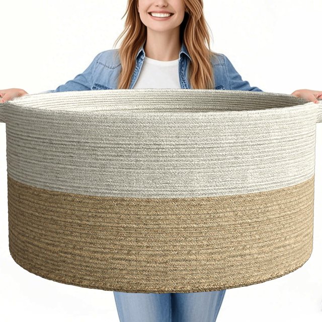 Cesta de cuerda de algodón GOPAS, 64 x 41 cm, con almacenamiento grande, 2 unidades