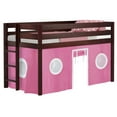 thumbnail image 3 of JACKPOT! Contemporary Low Loft Twin Bed with End Ladder, Cherry with Pink & White Tent, 3 of 6