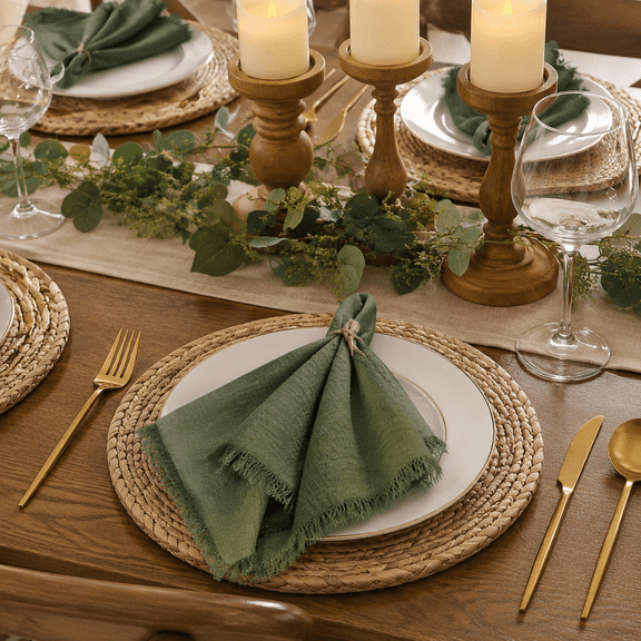 Olive Green Napkins Cotton Linen Napkins Bulk 16 x 16inch