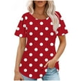 thumbnail image 1 of Tops Cortos para las Mujeres Cuello Redondo Suelto Impreso de Manga Corta, Tops Sueltos para las Mujeres, 1 of 5