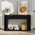 thumbnail image 2 of GZXS Modern Fluted Console Table with Storage, 59-Inch Oval Entryway Table with 2 Drawers and Open Shelf, Accent Table for Hallway or Living Room, Black, 2 of 10