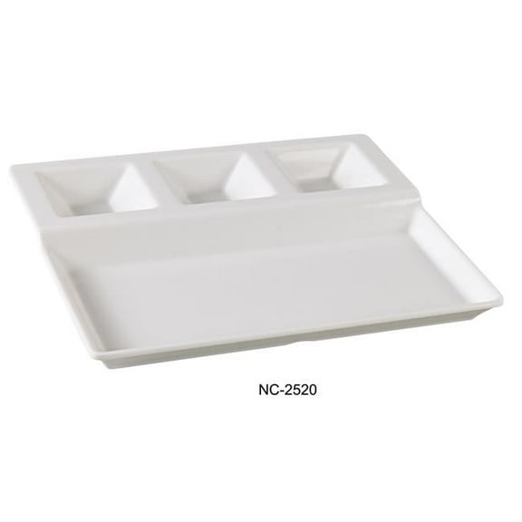Yanco NC-2520 Compartment Collection 4-Divided Compartment - Melamine, White - 10.5 x 12.25 in. - Pack of 12