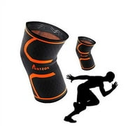 Portzon Knee Compression Sleeve, 1 Pair Knee Brace, Support for Women Men, Powerlifting Running Sports, Orange