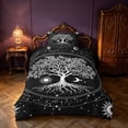 thumbnail image 2 of Homewish Hippie Tree of Life Twin Duvet Cover, Cosmos Stars Moon Sun Twin Bedding, White Black, Black Reversible 2-Piece, 1 Duvet Cover and 1 Pillowcase, 2 of 5