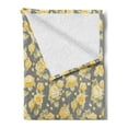 thumbnail image 2 of Flower Soft Flannel Fleece Blanket, Hydrangea Chrysanthemum Hortensia Pattern Countryside Old Style Illustration, Cozy Plush for Indoor and Outdoor Use, 50" x 70", Yellow Grey Green, by Ambesonne, 2 of 5