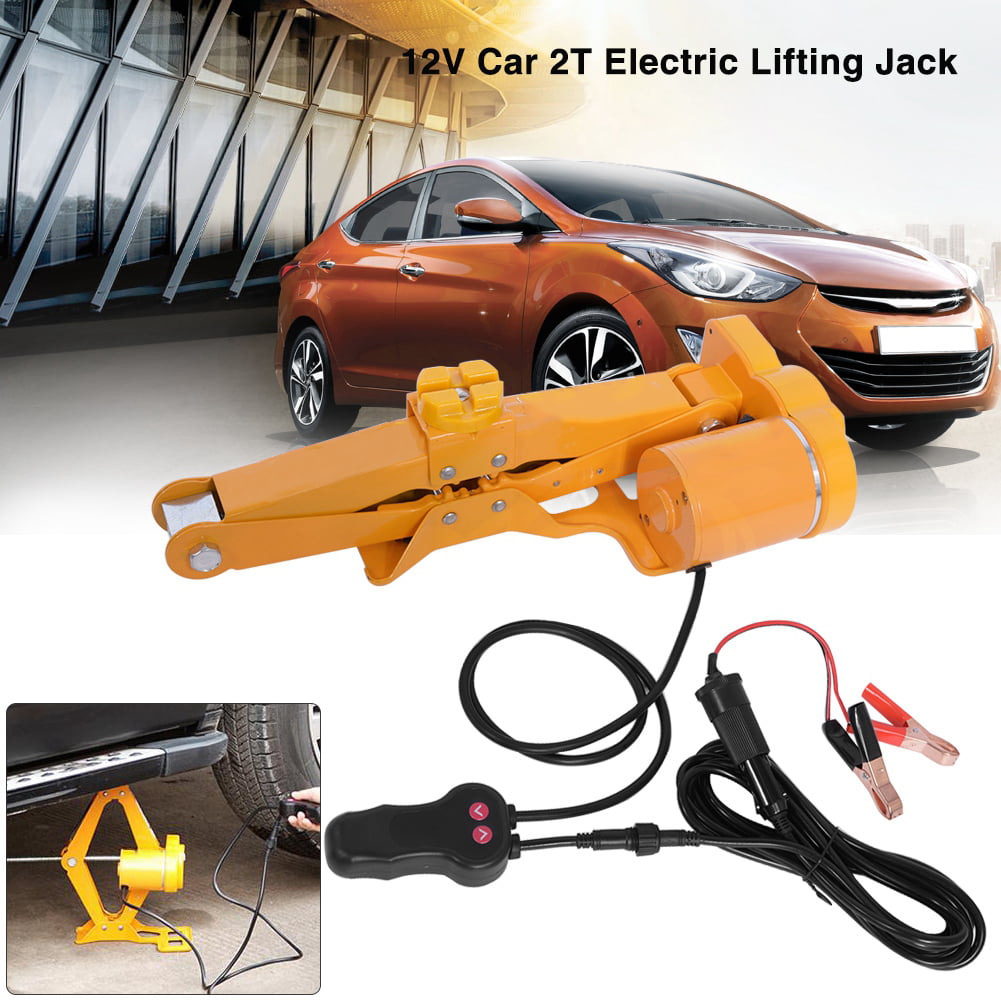 Car Electric Jack 2 Ton 12V DC Jack Scissor Lifting Auto Adjustable Height 12-35cm Car Powered Packed in Handy Carry Case for Road Emergency Use like Tyre Change 