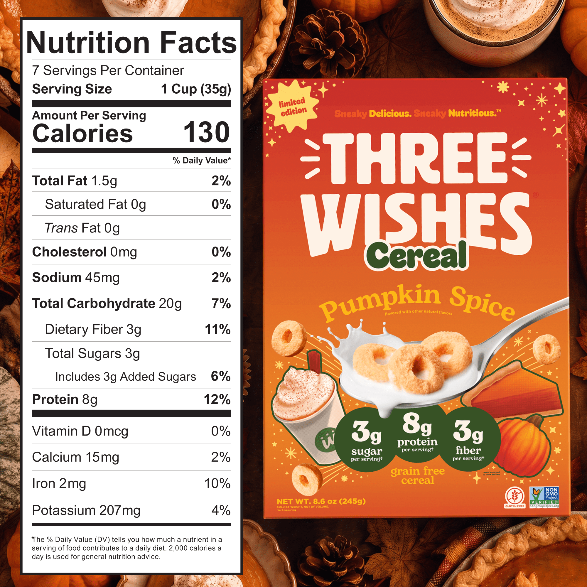 Three Wishes Grain Free Cereal - Pumpkin Spice