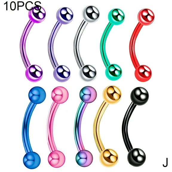 DESIGNICE 10pcs Curved Barbell Stainless Steel Eyebrow Bar Piercing Jewellery Tragus Bars Cartilage Piercing Lip Skin Body Jewelry Unisex