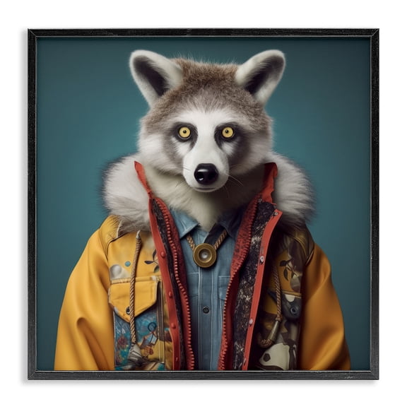 Stupell Industries Bohemian Raccoon in Street Fashion Black Framed Giclee Art, 12 x 12, by Lazar Studio
