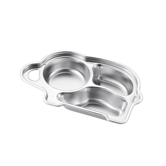 304 Stainless Steel Divided Platter Food Grade Toddler Dinner Plate Odorless Rounded Edges Eating Tray Shape