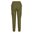 thumbnail image 4 of Women's Casual High Waist Solid Straight Leg Cargo Pants Multi Pocket Camouflage Outdoor Stretchy Capris Pants Green,L, 4 of 7
