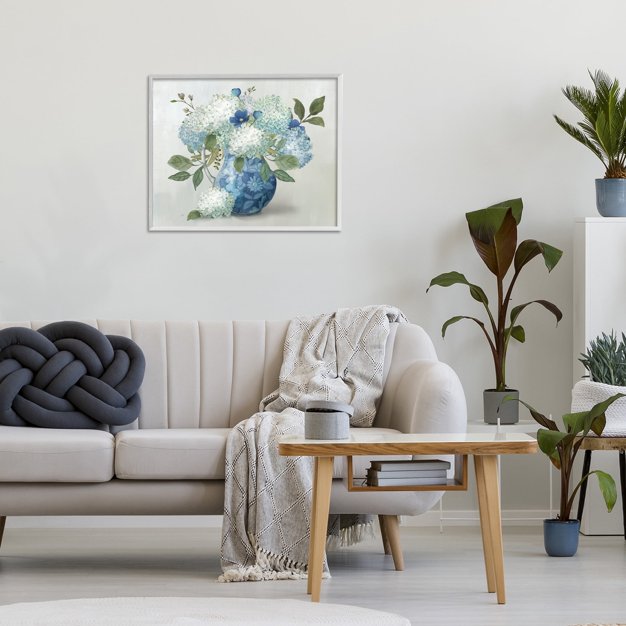 Stupell Industries Ornate Vase with Hydrangeas White Framed Giclee Art, design by Nan
