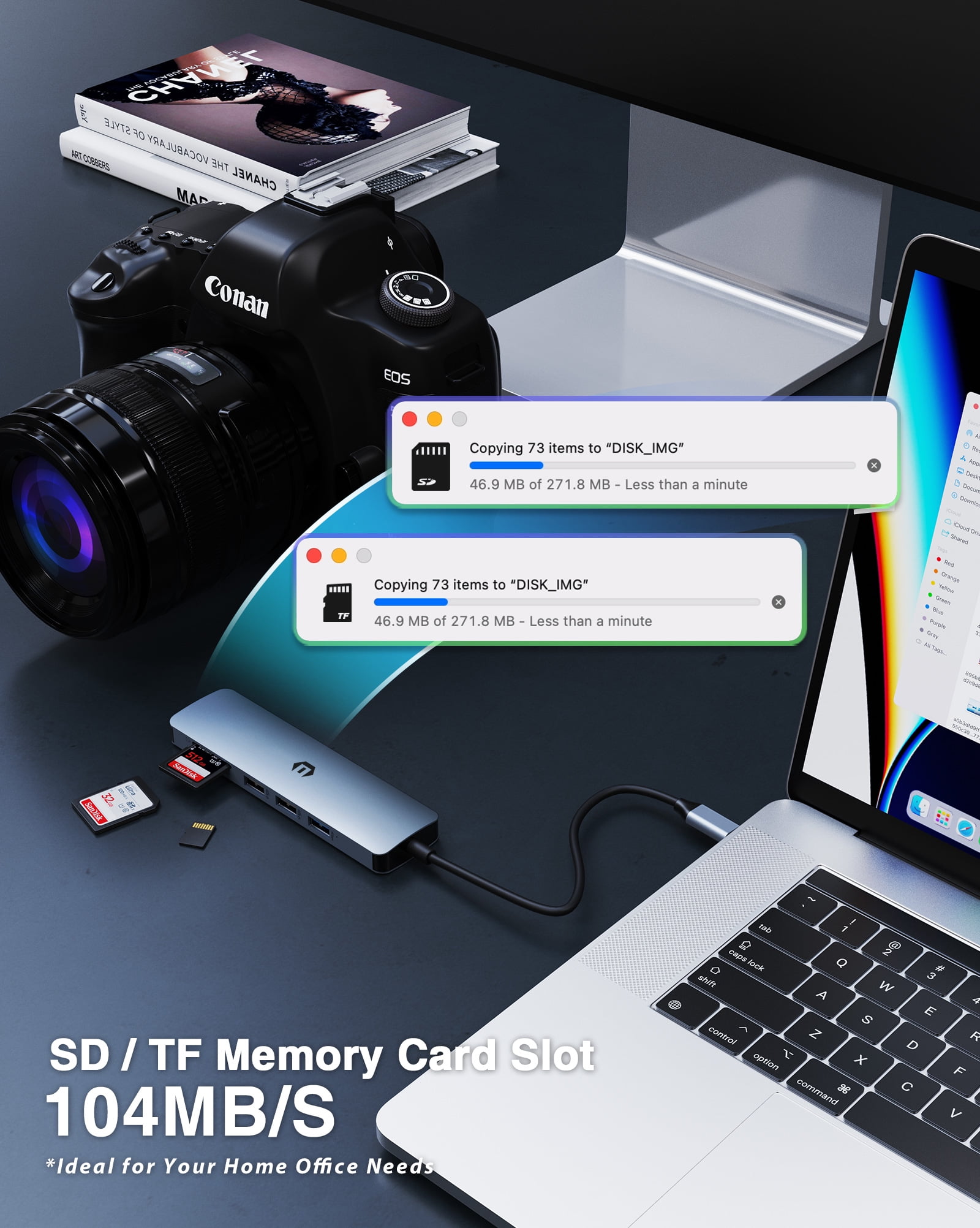 USB C Docking Station, 6-in-1 with 4K-HDMI, USB 3.0/2.0 Ports, SD/TF Card Reader, Compatible with MacBook Pro/Air, Surface Pro