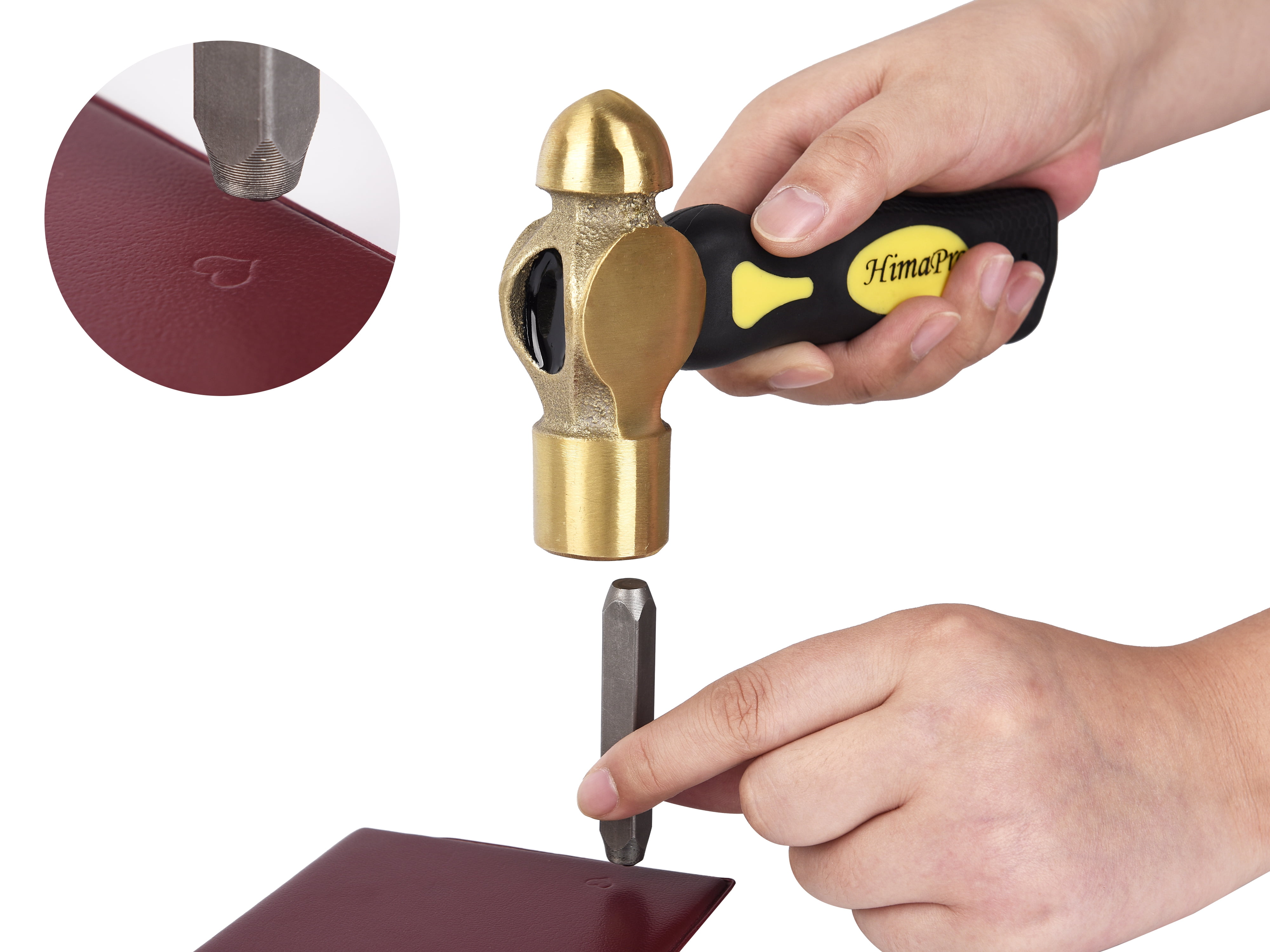 HimaPro One Pound Brass Metal Stamping Ball Pein Hammer with a Complimentary Heart Stamp
