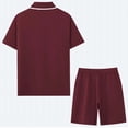thumbnail image 5 of Mens Cotton Shorts Set Summer 2 Piece Outfits Button Down Polos Shirts Dressy Casual Matching Sets Wine, 3XL, 5 of 6
