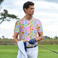 thumbnail image 3 of Honeii Colorful Cow Skin print Polo Shirt, a classic short-sleeved, button-down golf shirt designed for menMedium, 3 of 6
