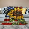 thumbnail image 2 of COMIO Sunflower American Flag Blanket USA Flag Soft Warm Throw Print Blanket for Couch Bed, 2 of 6