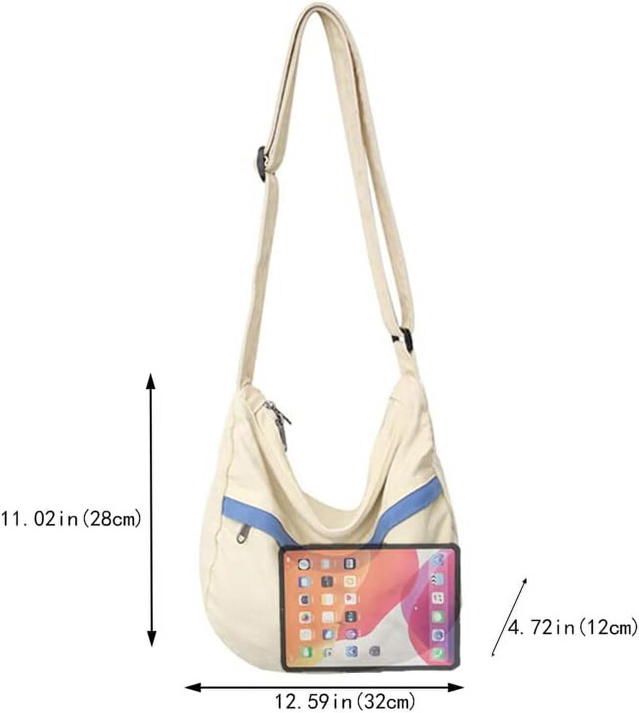 Canvas Messenger Bag Hobo Crossbody Bag for Women Shoulder Tote Handbag Vintage Aesthetic Travel Work