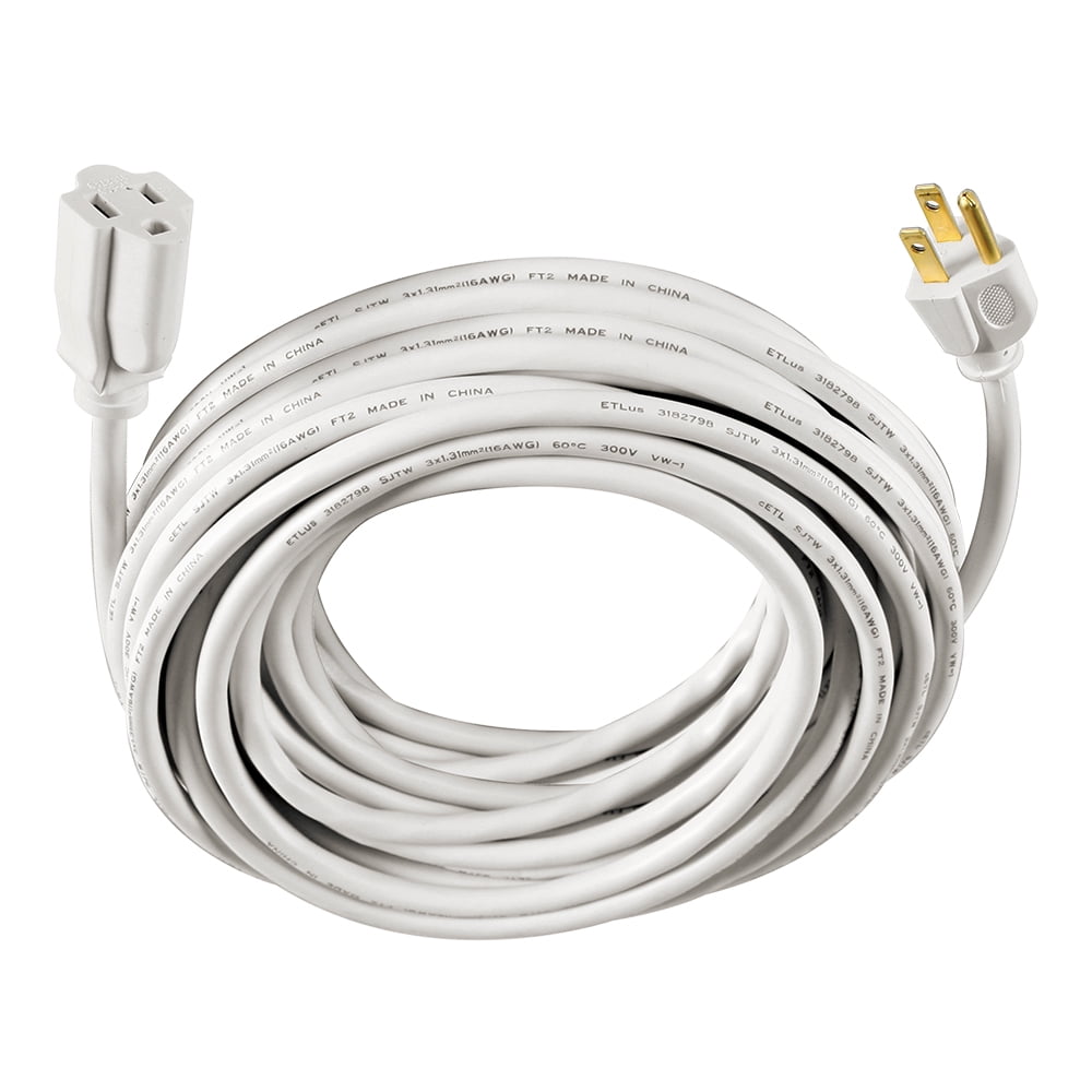 (5 pack) Hyper Tough 50FT 16AWG 3-Prong White Single Outlet Outdoor Extension Cord, 125V, 13A