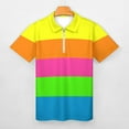 thumbnail image 3 of PLAIN SOLID NEON FLUORESCENT RAINBOW STRIPES 5 COLORS Men Zipper T-shirt Summer Casual Short Sleeve T-shirt Top, 3 of 7