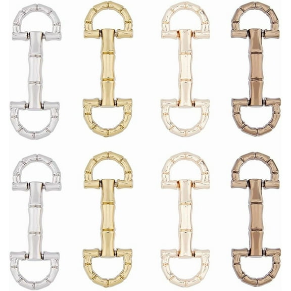 8Pcs 4 Colors Alloy D Ring Snaffle Bit Buckles Colorful Horse Bit Buckle Double Bit Buckle for DIY Shoes Buckle Bag Cloth Decoration 2.5inch 1box
