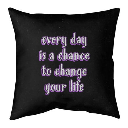 UPC: 0655172540474 | ArtVerse Quotes Change Your Life Quote Chalkboard Style Pillow (w/Rmv Insert)-Spun Poly 20 x 20 Large