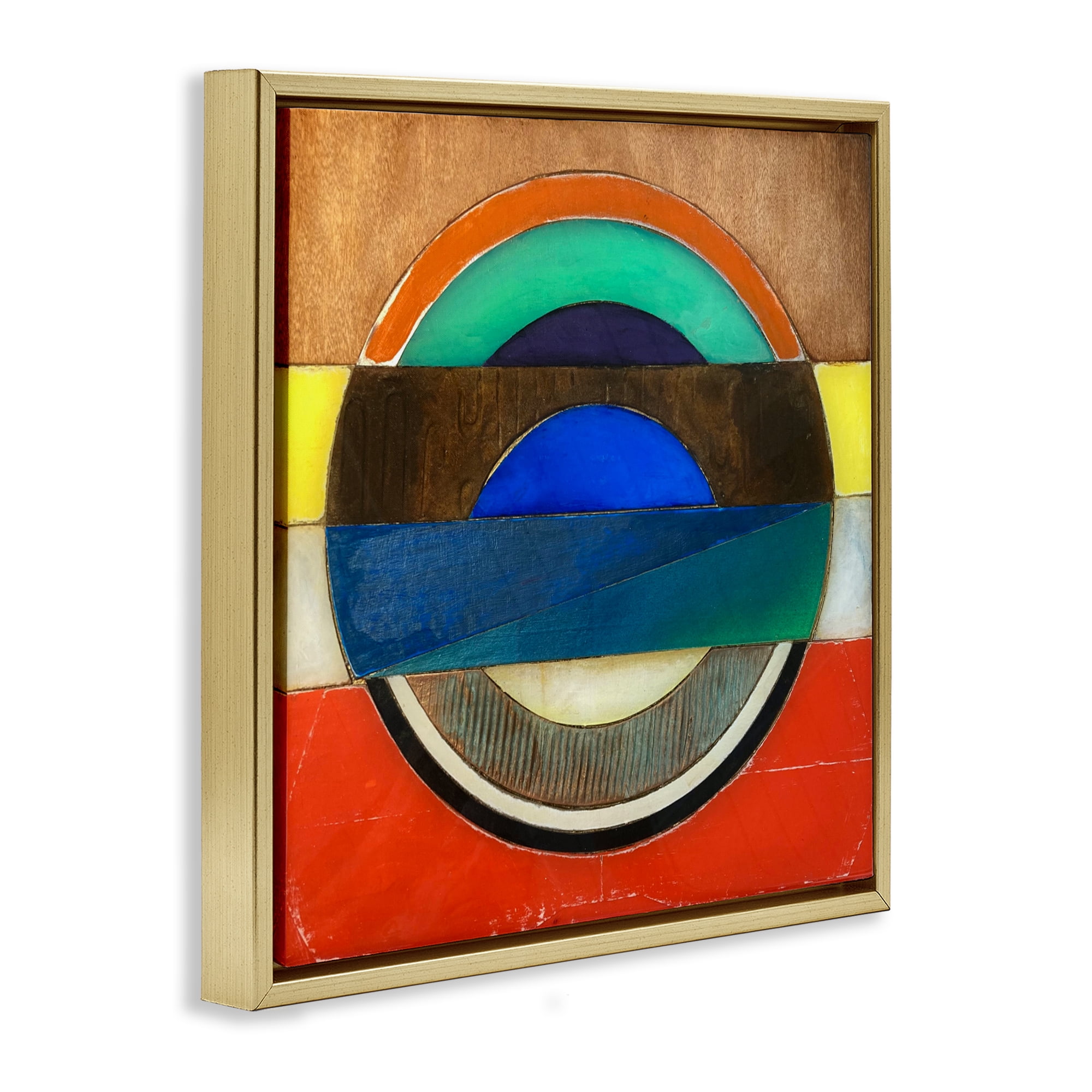 Stupell Industries Bisected Circle Structure Gold Framed Floater Canvas Wall Art, design by Matthew Finger