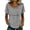 Gray, variant on Short Sleeve Length Tops for Women Lace Patch Casual Dressy Blouses Vintage Trendy Shirts Round Neck Loose Fit Tunic Khaki L