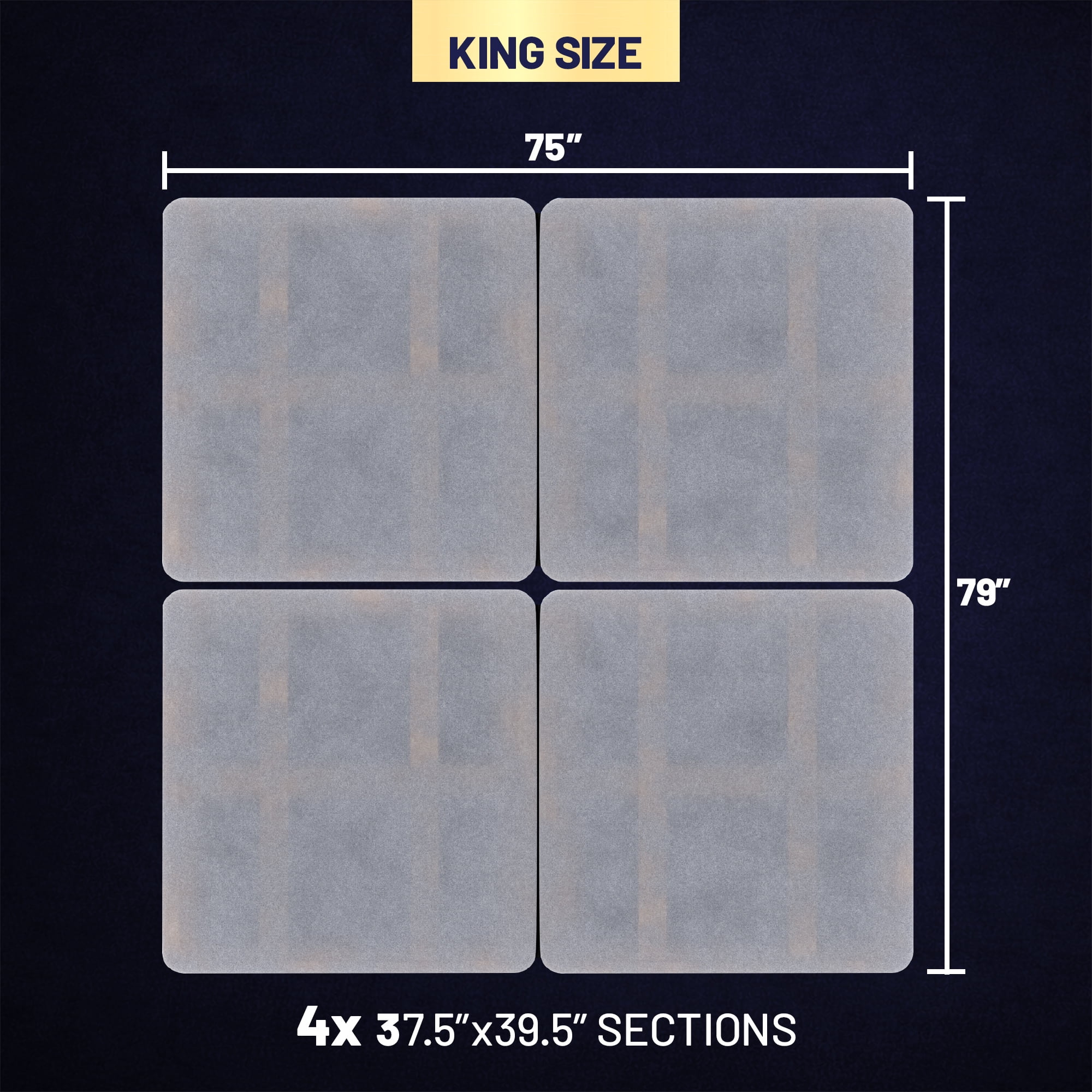 Continental Sleep, 1.5" Split Wood Bunkie Board King Size Bed, 4-Piece Under Mattress Support, Fully Assembled, Fabric Ventilation Cover-Replaces Wooden Slats or Box Spring for Bed Frames