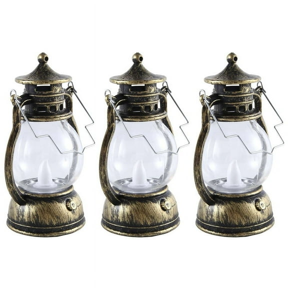 12 Pcs Mini Lantern Decorative with LED Candle Vintage Lantern Hanging Candle Lanterns Battery Operated Lantern Copper