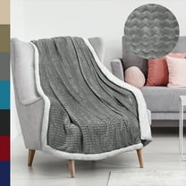 Tirrinia Sherpa Throw Couch Blanket, Super Soft TV Blanket, Grey, 50'' x 60''