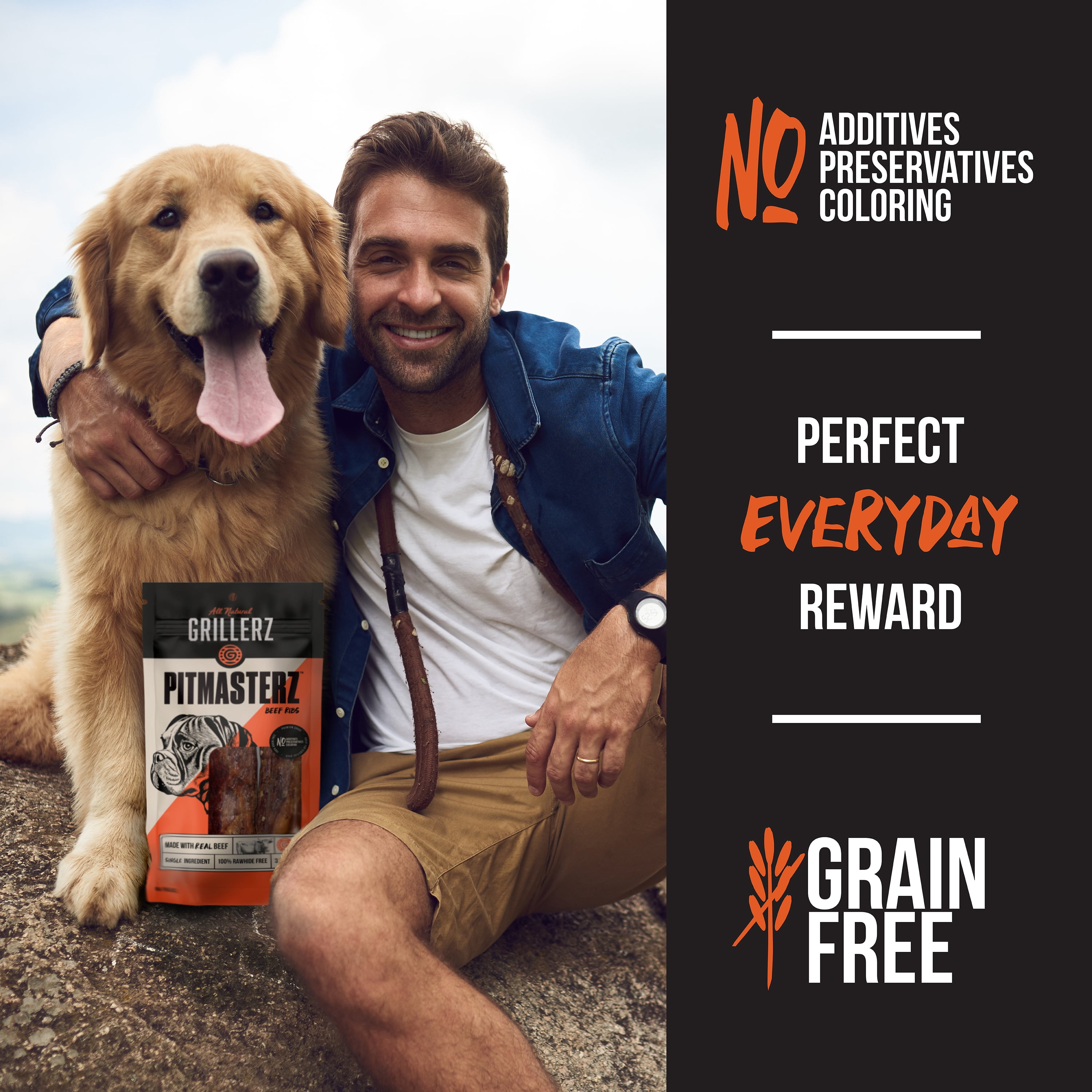 Grillerz Pitmasterz Slow-Roasted Beef Ribs Dog Treats, 3 Count, All Natural