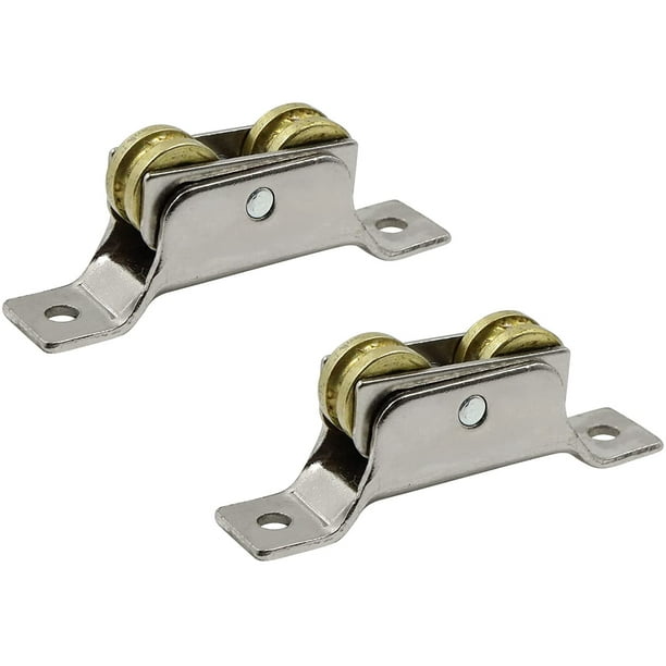 Ruedas para puertas corredizas Dos ruedas - Ruedas de hierro, Soporte de rodillo para puerta con ranura fija Rueda con ranura en U, Ruedas para riel Puerta corrediza Rodillo de vidrio 2 piezas LingWen 8390613702593