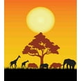 thumbnail image 3 of Savannah Duvet Cover Set, Silhouette of Elephants Zebras Grassland and a Tree the Sun Nature, Decorative 2 Piece Bedding Set with 1 Pillow Shams, Twin Size, Chocolate Orange and Black, by Ambesonne, 3 of 3