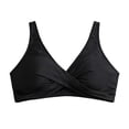 thumbnail image 6 of Bikini Top for Women Solid Color V Neck Push Up Padded Swimsuit Adjustable Strap Style Swim Tops Only(Black-2,XL), 6 of 7