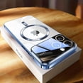 thumbnail image 5 of Luxury Magnetic Wireless Charging Transparent Phone Case For IPhone 14 13 12 11 Pro Max 14Plus Plating Silicone Large Window Glass Lens Protector Cover, 5 of 5