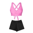 thumbnail image 5 of PWPSG Crisscross Twist High Waisted Shorts Two Piece Swimsuit Waist Cinching Shaping for Poolside Wear Pink XXL, 5 of 6