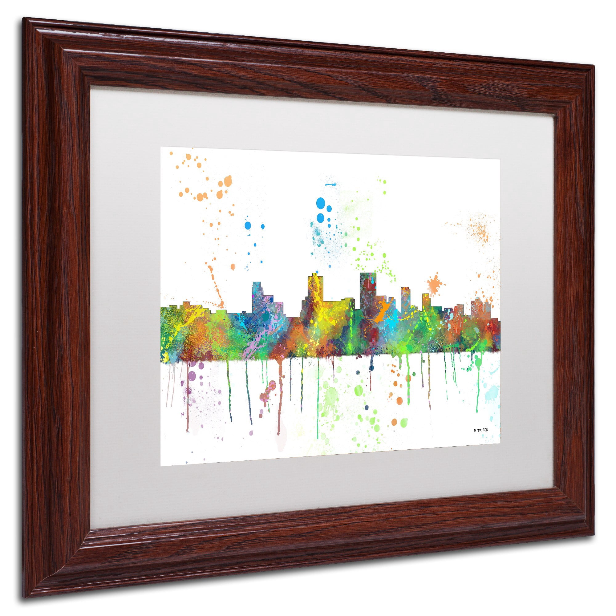 Trademark Fine Art "Springfield Illinois Skyline Mclr-1" Canvas Art by Marlene Watson, White Matte, Wood Frame