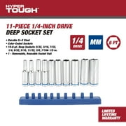 Hyper Tough 11-Piece 1/4-in mm, Deep Drive Socket Set