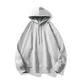 thumbnail image 2 of Turilly Plus Size Men's Casual Pullover Hoodie Suede Solid Color Men's Long Sleeved Hooded Hoodie, 2 of 6