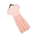 thumbnail image 2 of Qarigey Vestido de color sólido de manga corta con cuello plisado de Elenxs Gril conjuntos de ropa rosado rojo 140cm, 2 of 5