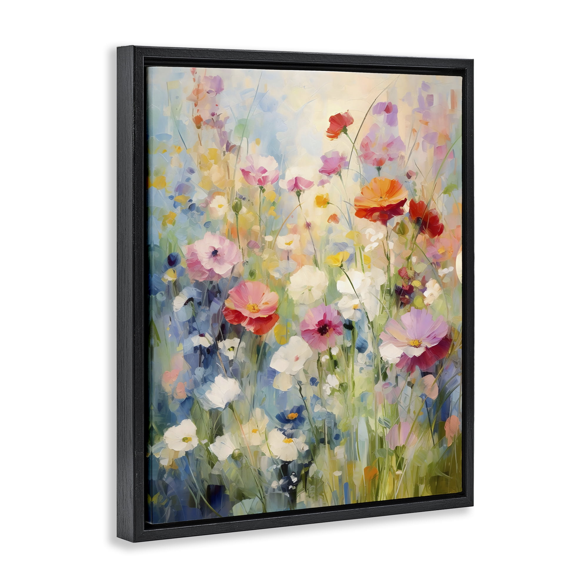 Stupell Industries Wildflower Breeze Impression Black Framed Floater Canvas Wall Art, design by Creative Studio