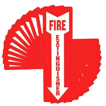 Mozhitti Fire Extinguisher Sign Sticker - 12 Pack - 4" X 12" - 5 Mil - Bright Red White Colors - Durable Self Adhesive, Weatherproof, UV Protected - Ideal for Inside Office or Boat