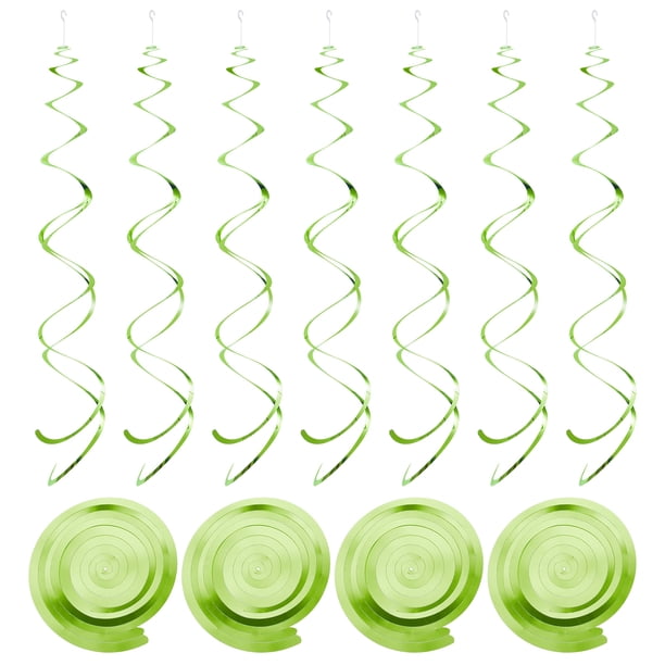 30uds Claro Verde Fiesta Colgante Doble Tira Colgante Decoraciones Plástico Techo Serpentinas Fiesta Decoraciones para Cumpleaños Fiesta con Colgar Etiqueta Gancho