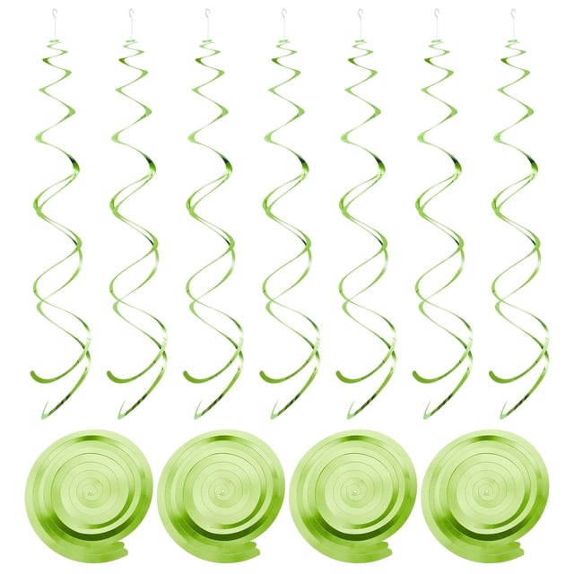 18uds Claro Verde Fiesta Colgante Doble Tira Colgante Decoraciones Plástico Techo Serpentinas Fiesta Decoraciones para Cumpleaños Fiesta con Colgar Etiqueta Gancho