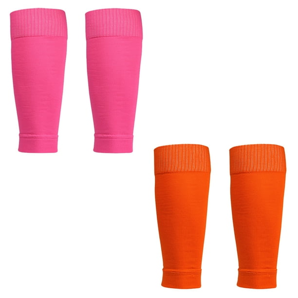 2 pares de espinilleras de fútbol con mangas de compresión para adultos, calcetines de soporte de rendimiento para piernas