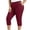 Wine, variant on SHTXOZHI Womens Plus Size Capris Solid Color Elastic Waisted Fitted Pants Casual Workout Trousers with Pockets