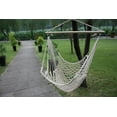 thumbnail image 4 of WYDK Hammock Net Chair - Cotton Rope Cradle Chair with Wood Stretcher for Yard, Bedroom, Porch, Beach, Indoor, Outdoor Capable of 330lbs, 4 of 8